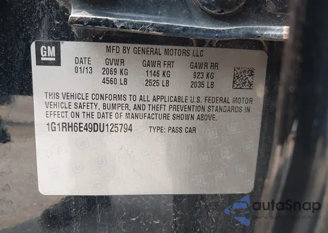 2013 Chevrolet Volt from USA, damaged, VIN 1G1RH6E49DU125794